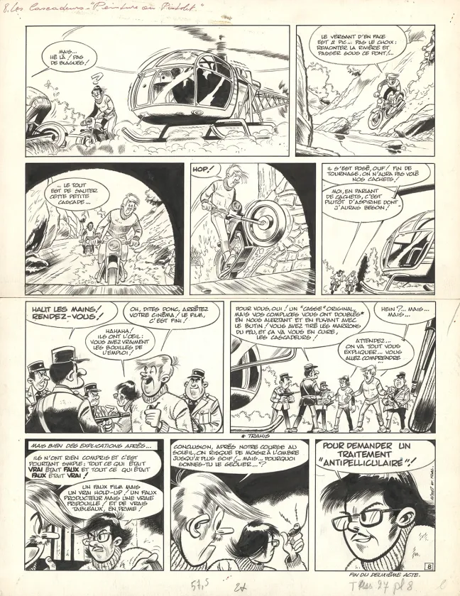 Black and white original page, Les Cascadeurs,  Mittéï