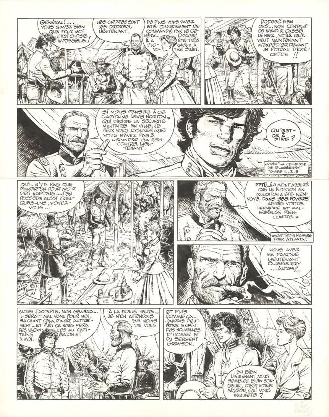Planche noir et blanc, La Jeunesse de Blueberry, La solution Pinkerton (T.10), Michel Blanc-Dumont