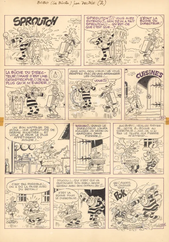 Black and white original page, Bobo, Paul Deliège