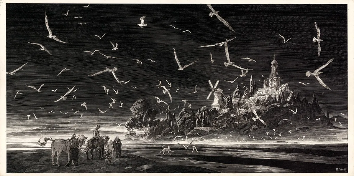 Black and white illustration, Nicolas Delort