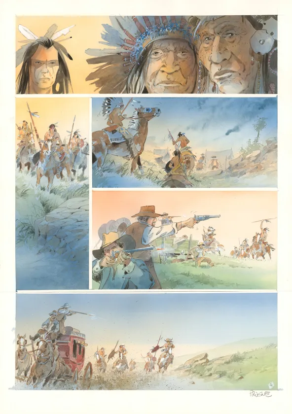 Colored original page, Cheyenne, Patrick Prugne