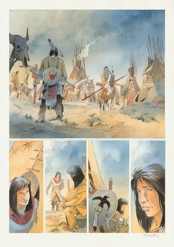 Colored original page, Cheyenne, Patrick Prugne