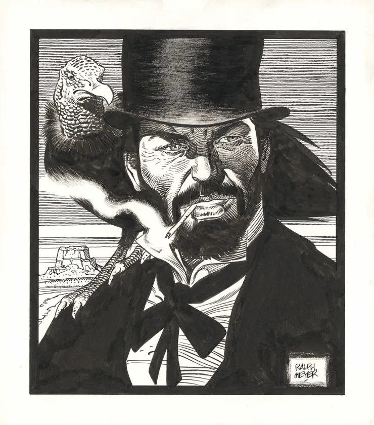 Black and white illustration, Undertaker, Ralph Meyer