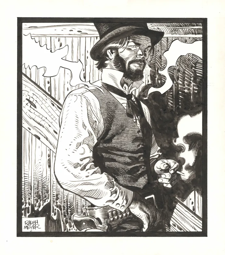 Black and white illustration, Undertaker, Ralph Meyer