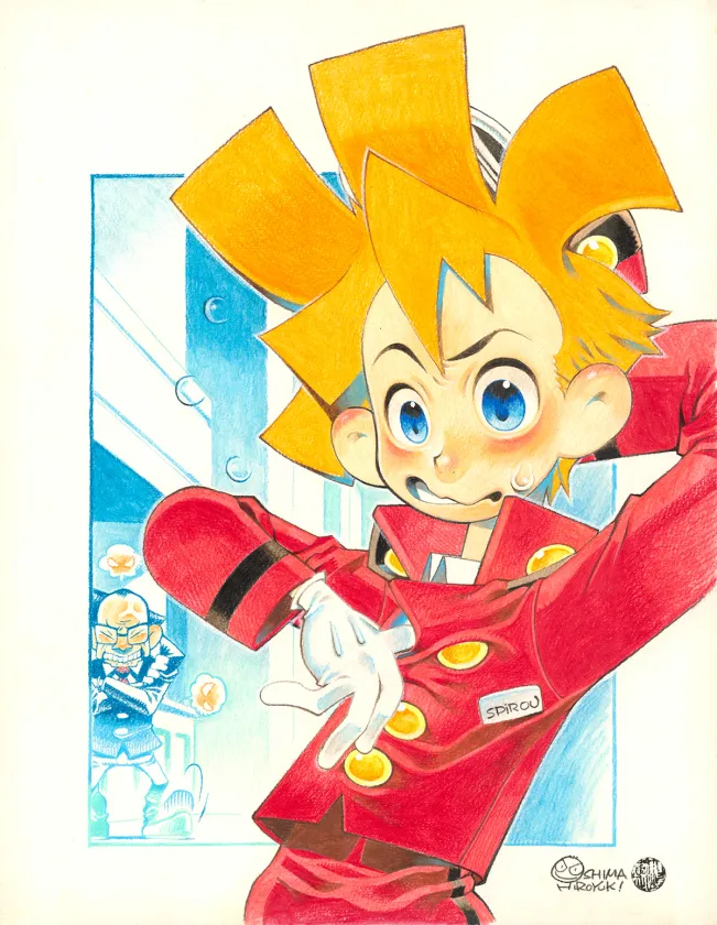 Colored illustration, Spirou et Fantasio, Spirou et Fantasio à Tokyo (T.49), Hiroyuki Ooshima
