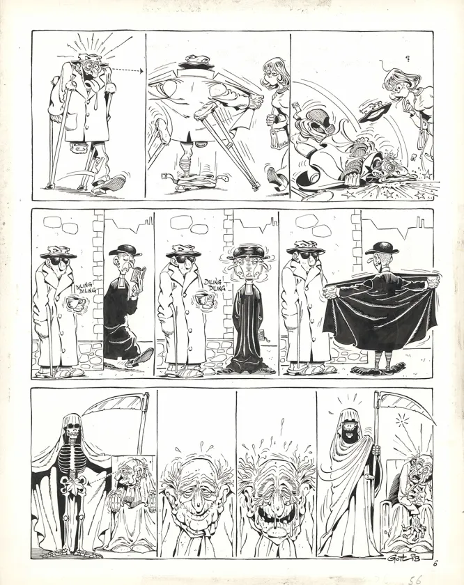 Black and white original page, Pervers Pépère, Marcel Gotlib