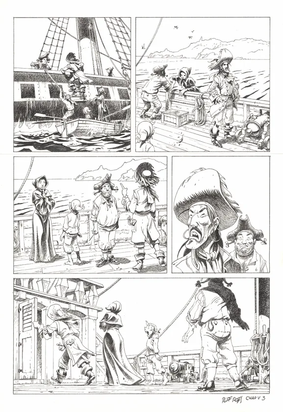 Planche noir et blanc, Kernok le pirate,  Riff Reb's