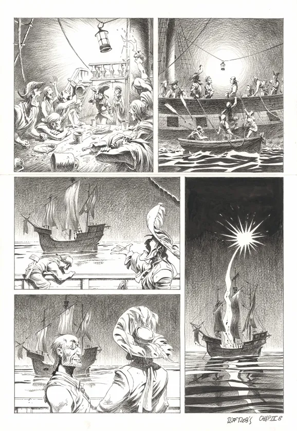 Planche noir et blanc, Kernok le pirate,  Riff Reb's