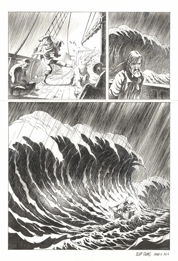 Planche noir et blanc, Kernok le pirate,  Riff Reb's