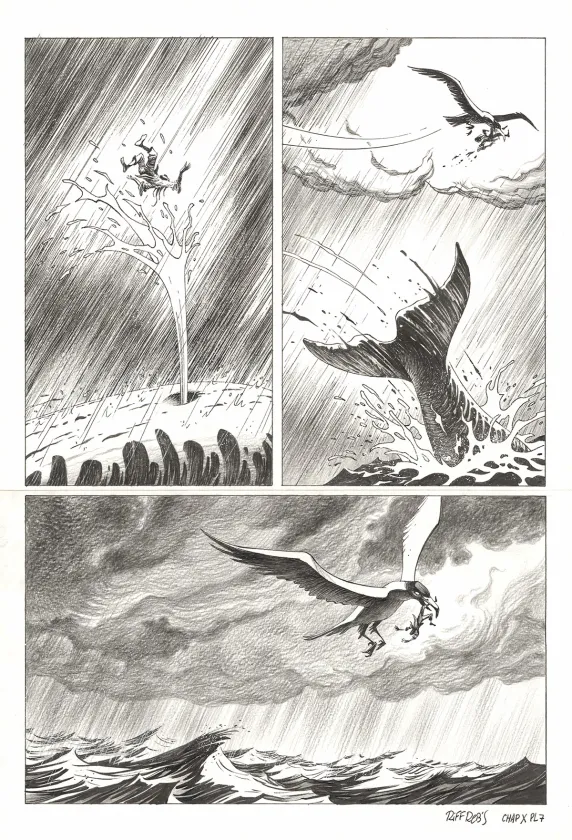 Planche noir et blanc, Kernok le pirate,  Riff Reb's