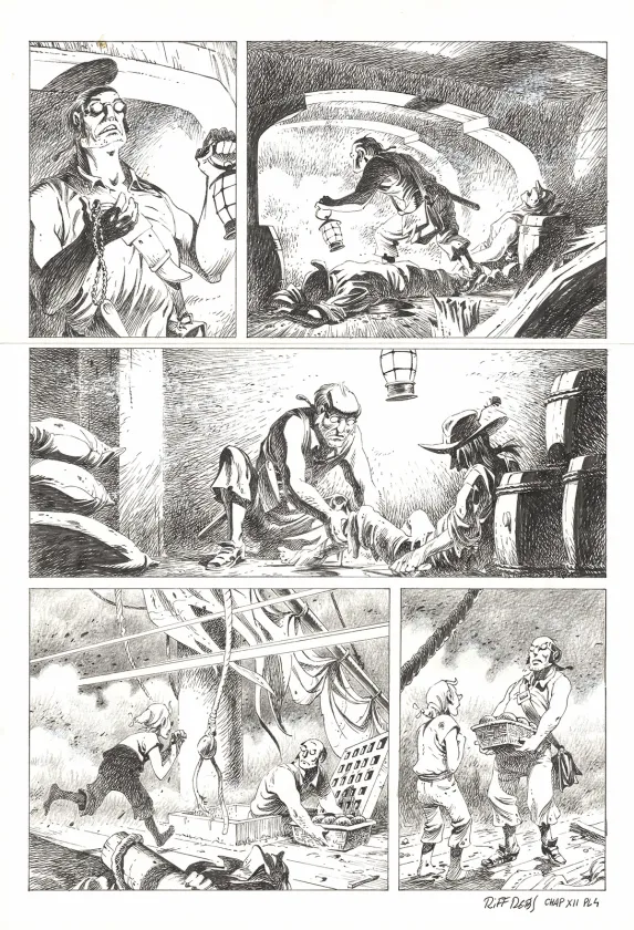 Planche noir et blanc, Kernok le pirate,  Riff Reb's