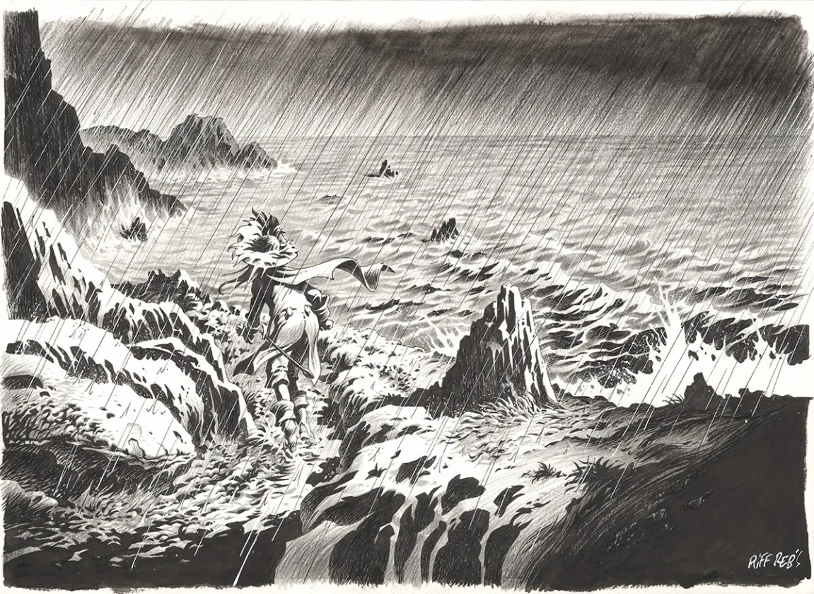 Illustration noir et blanc, Kernok le pirate,  Riff Reb's