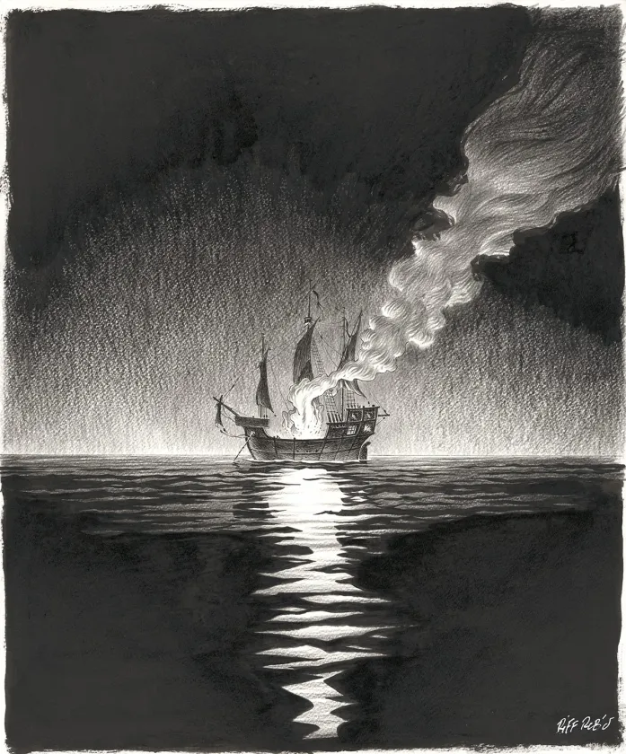 Black and white illustration, Kernok le pirate,  Riff Reb's