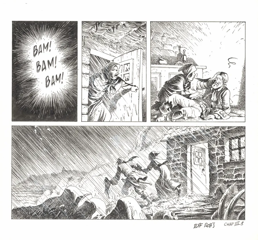 Black and white original page, Kernok le pirate,  Riff Reb's