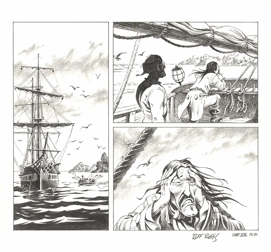 Planche noir et blanc, Kernok le pirate,  Riff Reb's
