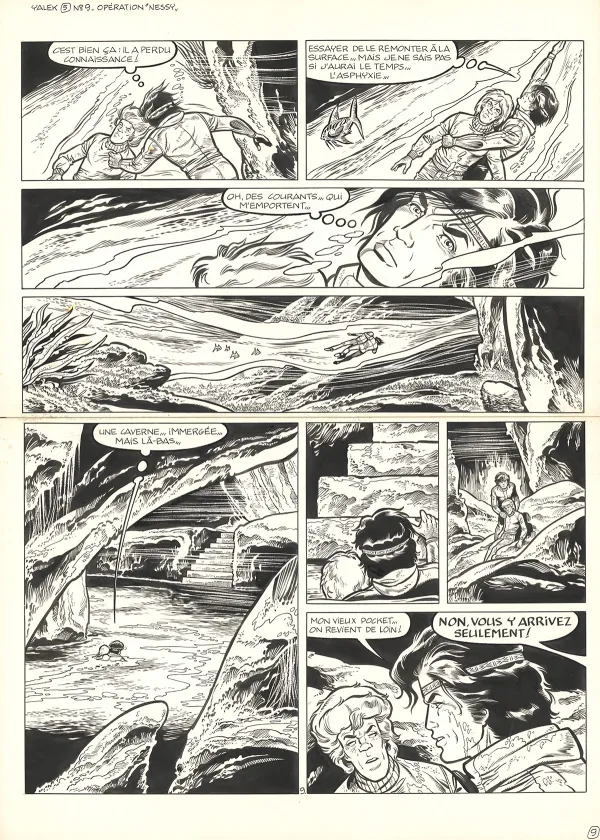 Black and white original page, Yalek, Opération Nessy (T.11), Jacques Geron