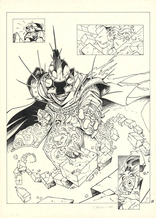 Black and white original page, L'Épée de Cristal, L'épée de cristal - Intégrale,  Crisse