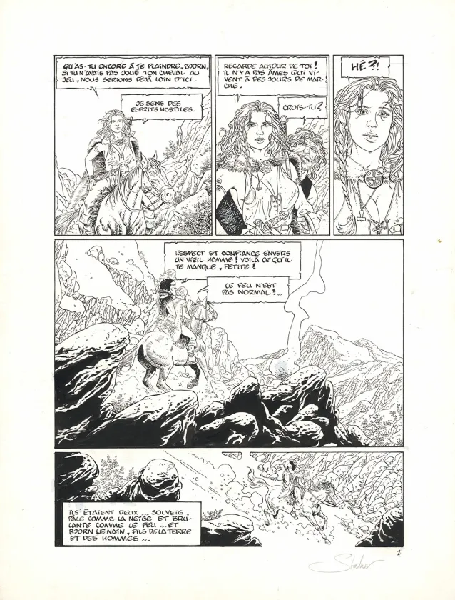 Black and white original page, Solveig, La Sorcière et le corbeau (T.2), Eric Stalner