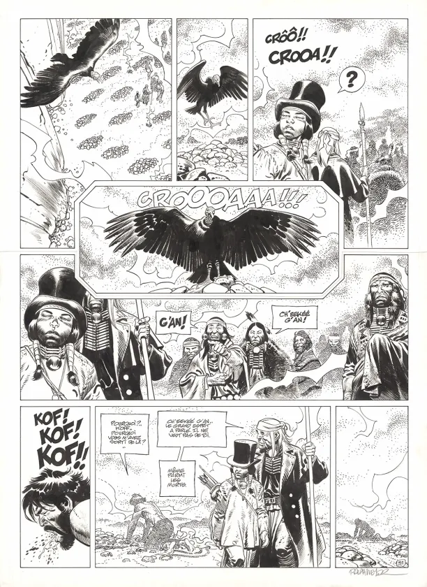 Black and white original page, Undertaker, L'Indien blanc (T.5), Ralph Meyer