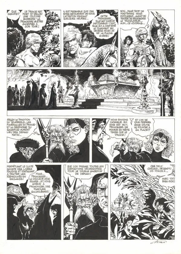Planche noir et blanc, Hans, La Princesse d'Ultis (T.9),  Kas
