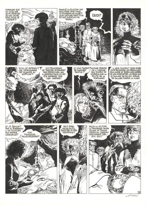 Planche noir et blanc, Hans, La Princesse d'Ultis (T.9),  Kas
