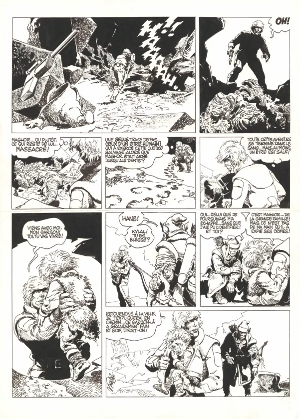 Planche noir et blanc, Hans, Le Visage du monstre (T.8),  Kas