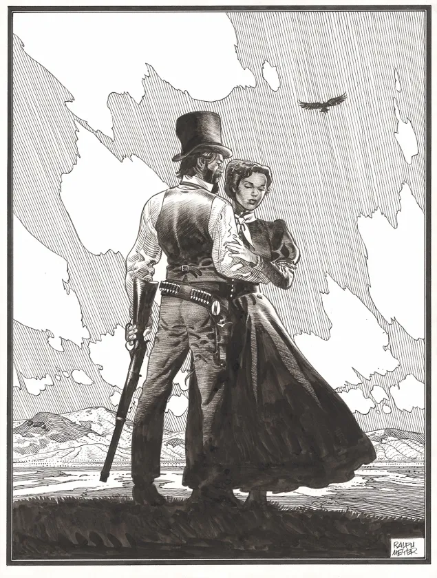 Black and white illustration, Undertaker, Ralph Meyer