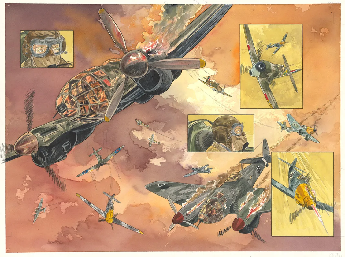 Colored original page, Ciel d'orages, London burning (T.1),  Warnauts et Raives