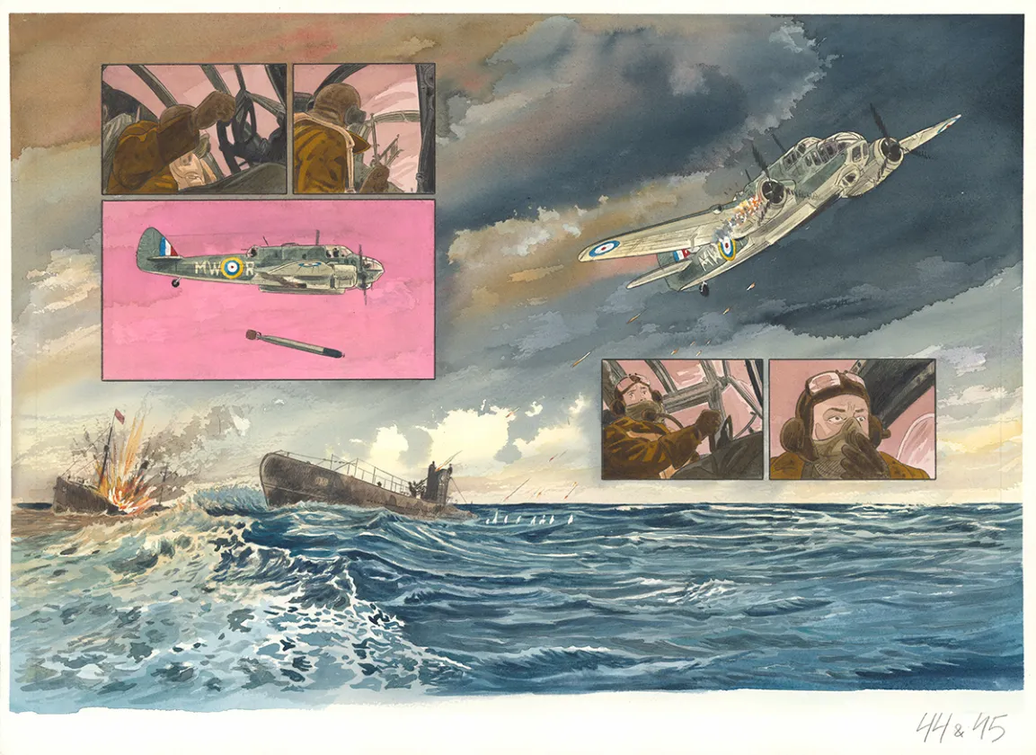Colored original page, Ciel d'orages, London burning (T.1),  Warnauts et Raives