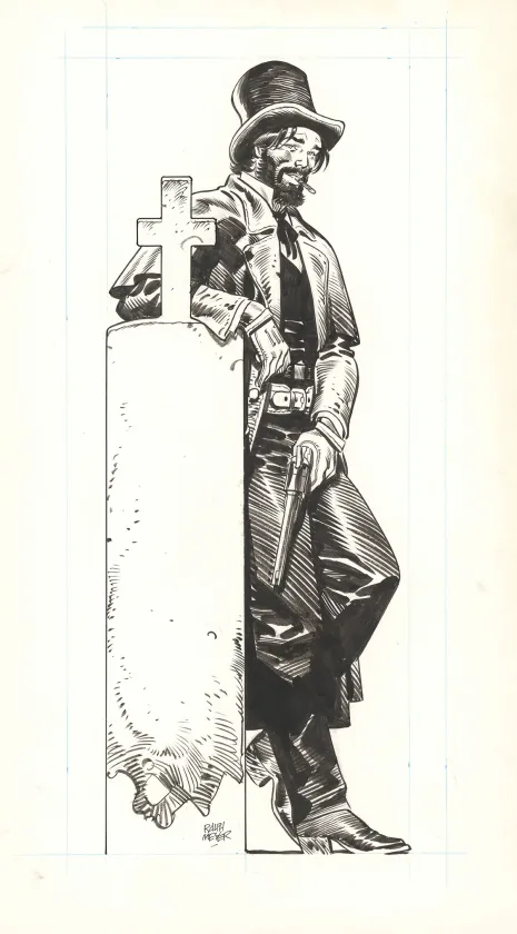 Black and white illustration, Undertaker, Ralph Meyer