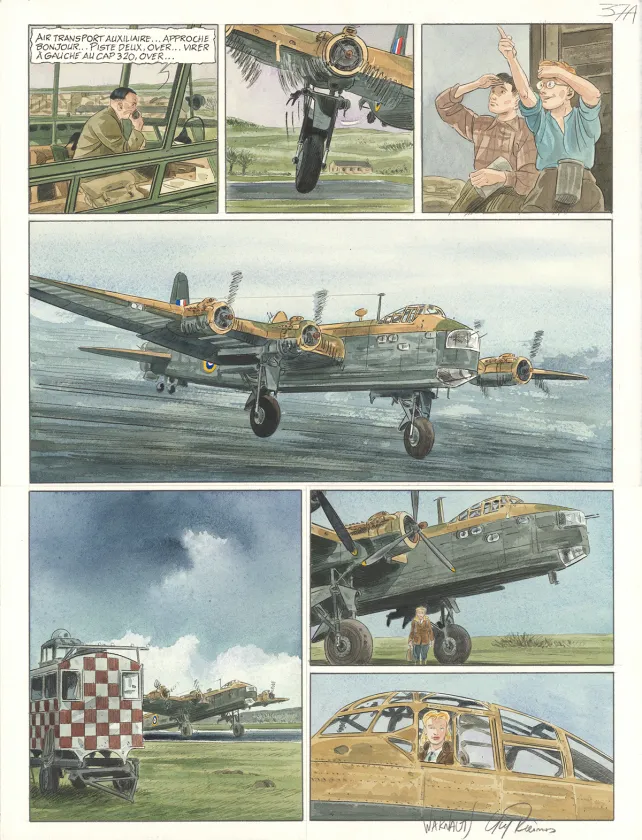 Colored original page, Ciel d'orages, London burning (T.1),  Warnauts et Raives