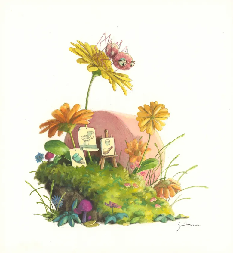 Illustration couleur, À la découverte des humains, Quentin Gréban