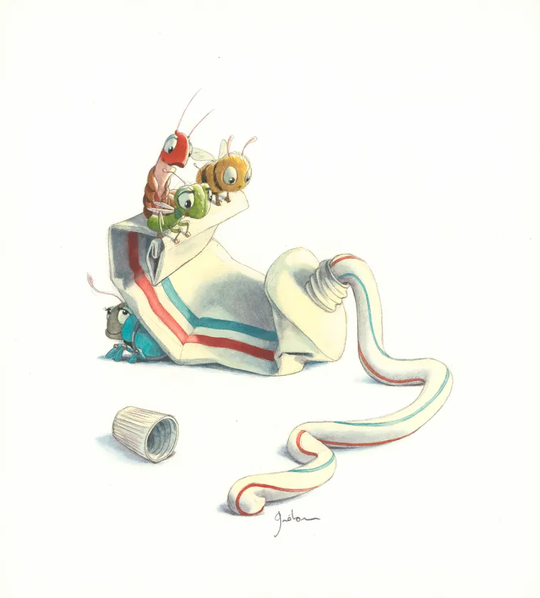 Illustration couleur, À la découverte des humains, Quentin Gréban