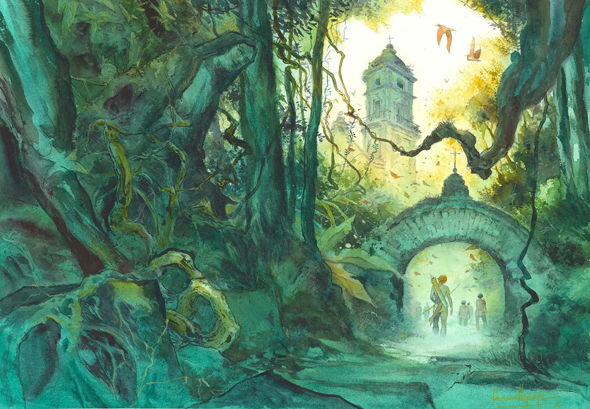 Colored illustration, La Terre sans Mal, Emmanuel Lepage