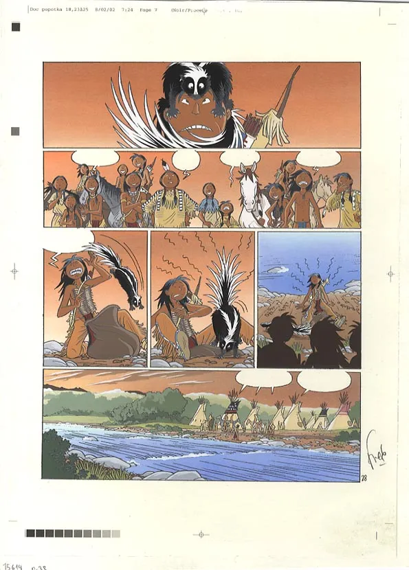 Planche couleur, Popotka le petit sioux, La leçon d'Iktomi (T.1), Fred Simon