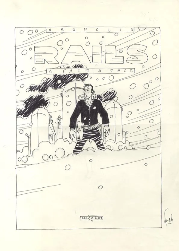 Illustration noir et blanc, Rails, Face à face (T.4), Fred Simon