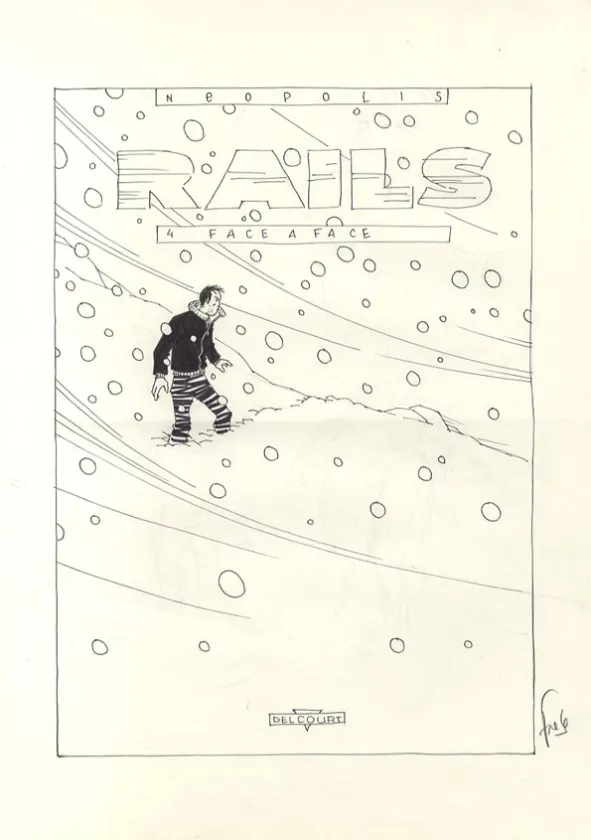 Illustration noir et blanc, Rails, Face à face (T.4), Fred Simon