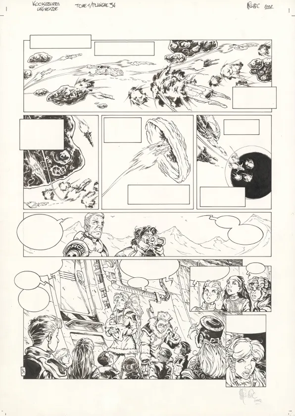Planche noir et blanc, Kookaburra Universe, Le secret du sniper (T.1), Nicolas Mitric
