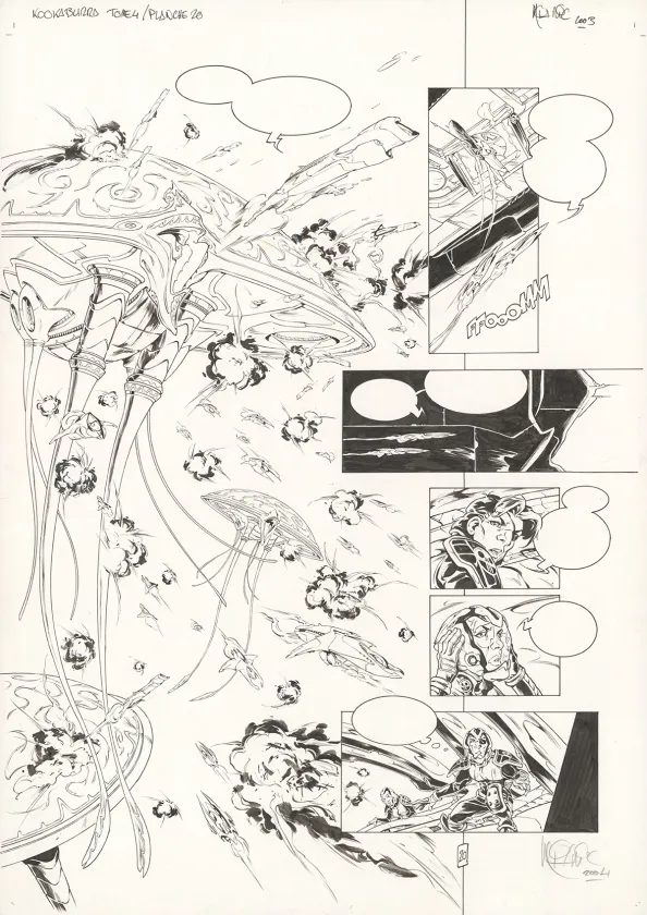 Black and white original page, Kookaburra, Système Ragnarok (T.4), Nicolas Mitric