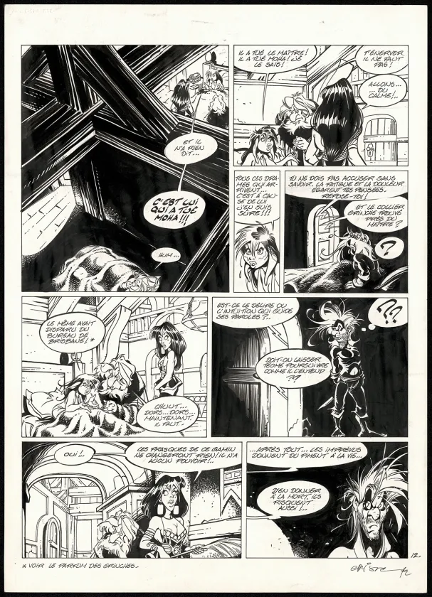 Planche noir et blanc, L'Épée de Cristal, Le Cri du Grouse (T.4),  Crisse