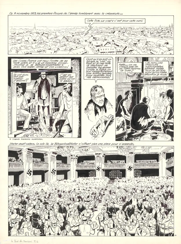 Planche noir et blanc, Louis la Guigne, Le jour des faucons (T.4), Jean-Paul Dethorey
