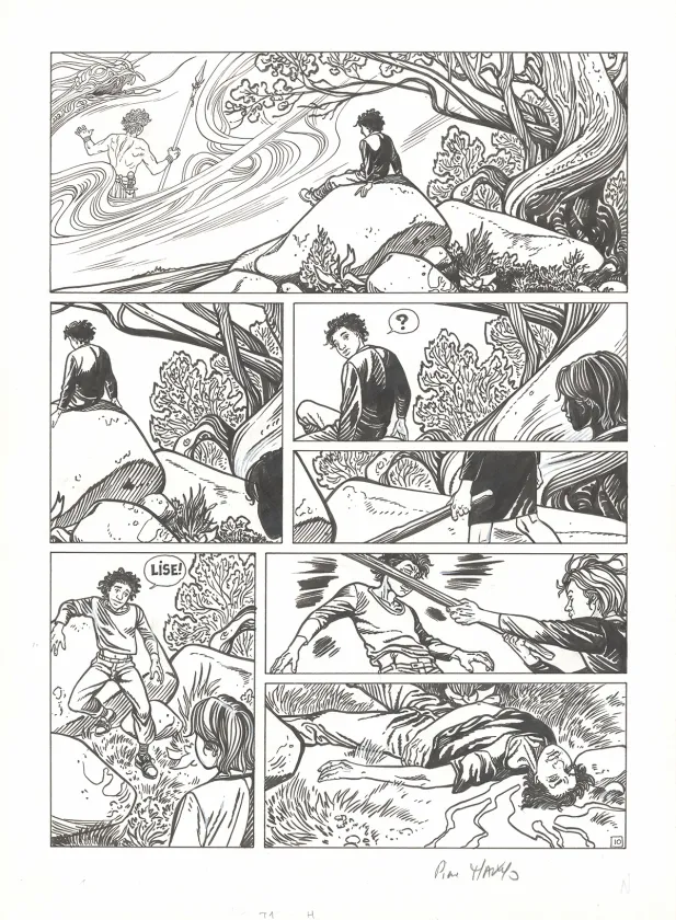 Black and white original page, L'Histoire de chaque jour, Lise a souvent peur (T.1), Pierre Makyo