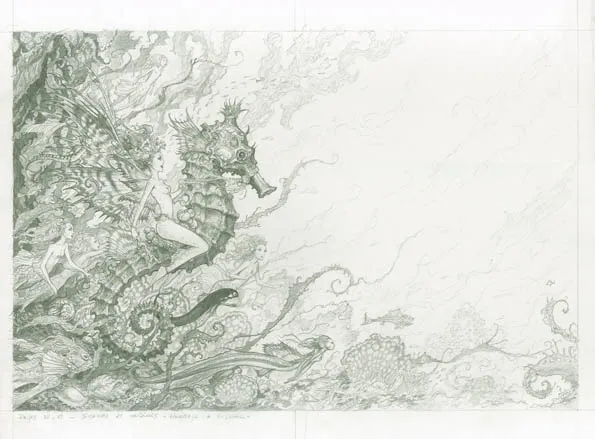 Black and white illustration, L'Univers féerique, L'Univers féerique d'Olivier Ledroit - Livre 2 (T.2), Olivier Ledroit