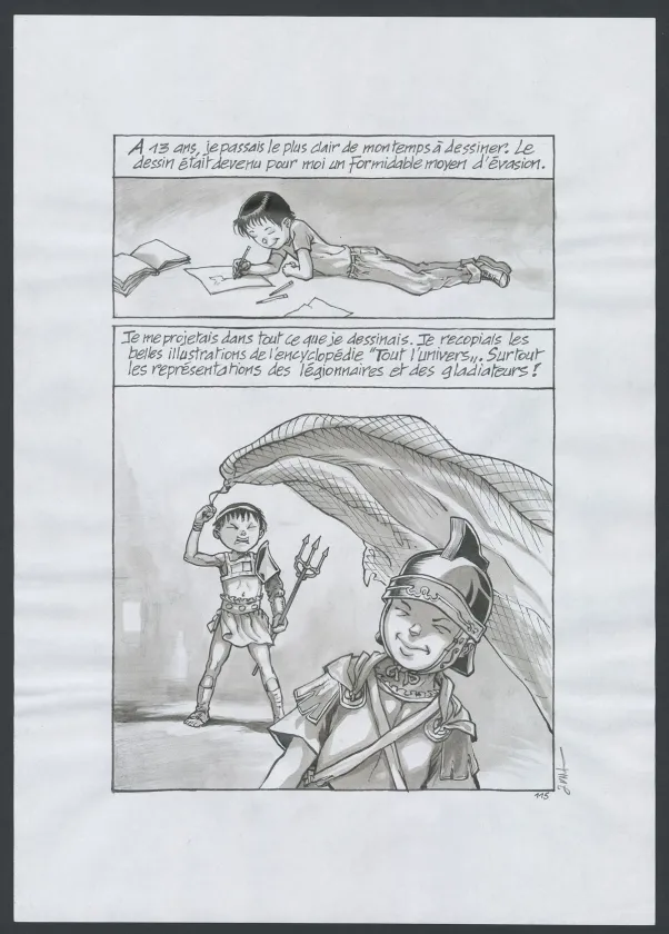 Black and white original page, Couleur de peau : miel, Tome 1 (T.1),  Jung