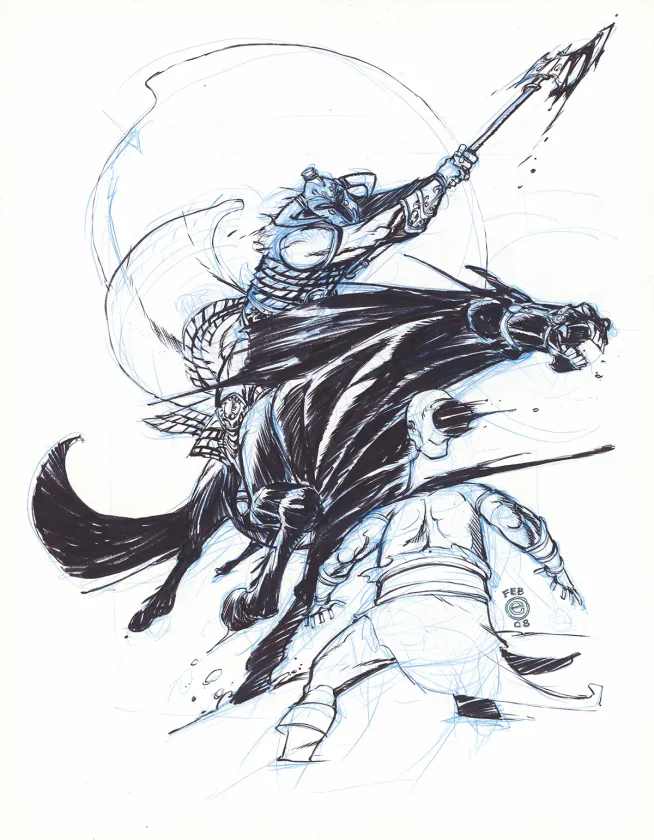 Black and white illustration, Eric Canete