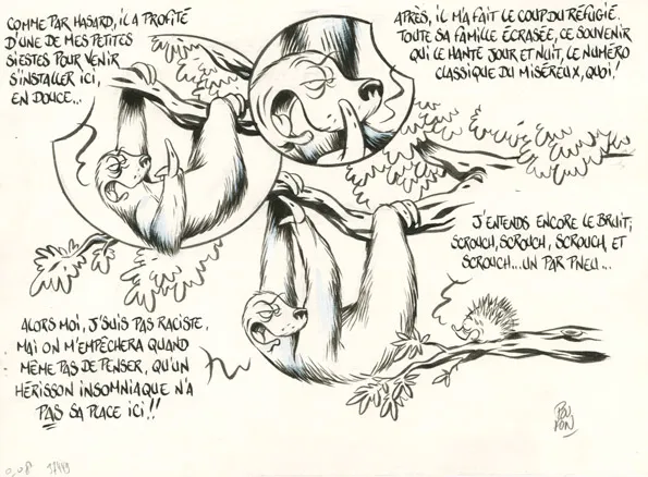 Illustration noir et blanc, Le Cri de l'autruche, Nicolas Poupon