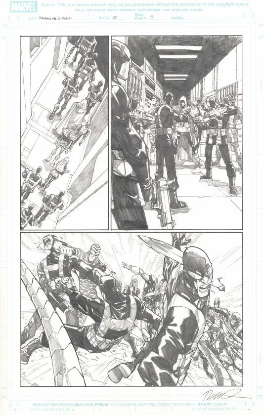 Planche noir et blanc, Avengers : the Initiative, Humberto Ramos