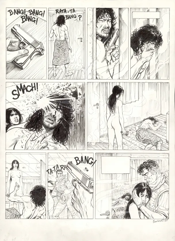 Black and white original page, El Nino, Le Paria de Célèbes (T.5), Boro Pavlovic