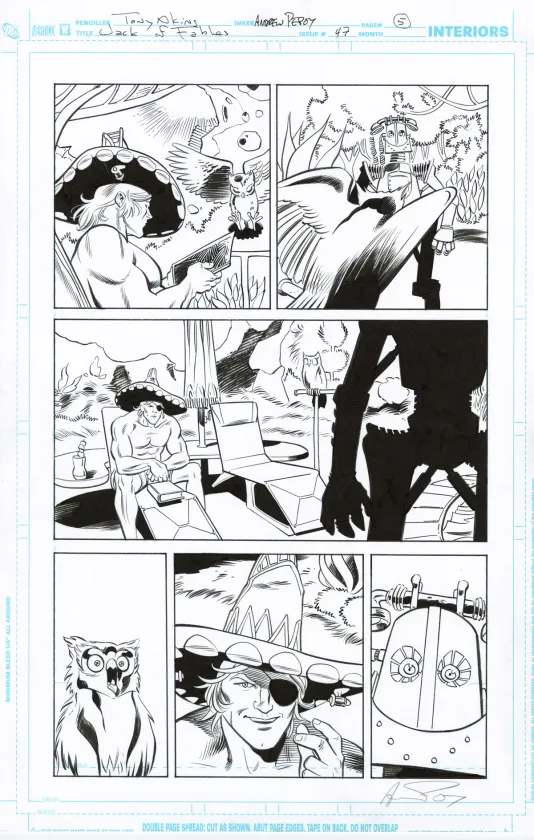Planche noir et blanc, Jack of Fables, Andrew Pepoy
