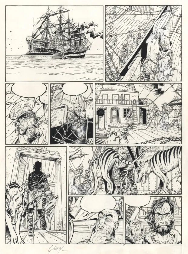 Black and white original page, Hauteville House, Le diable de Tasmanie (T.6), Thierry Gioux
